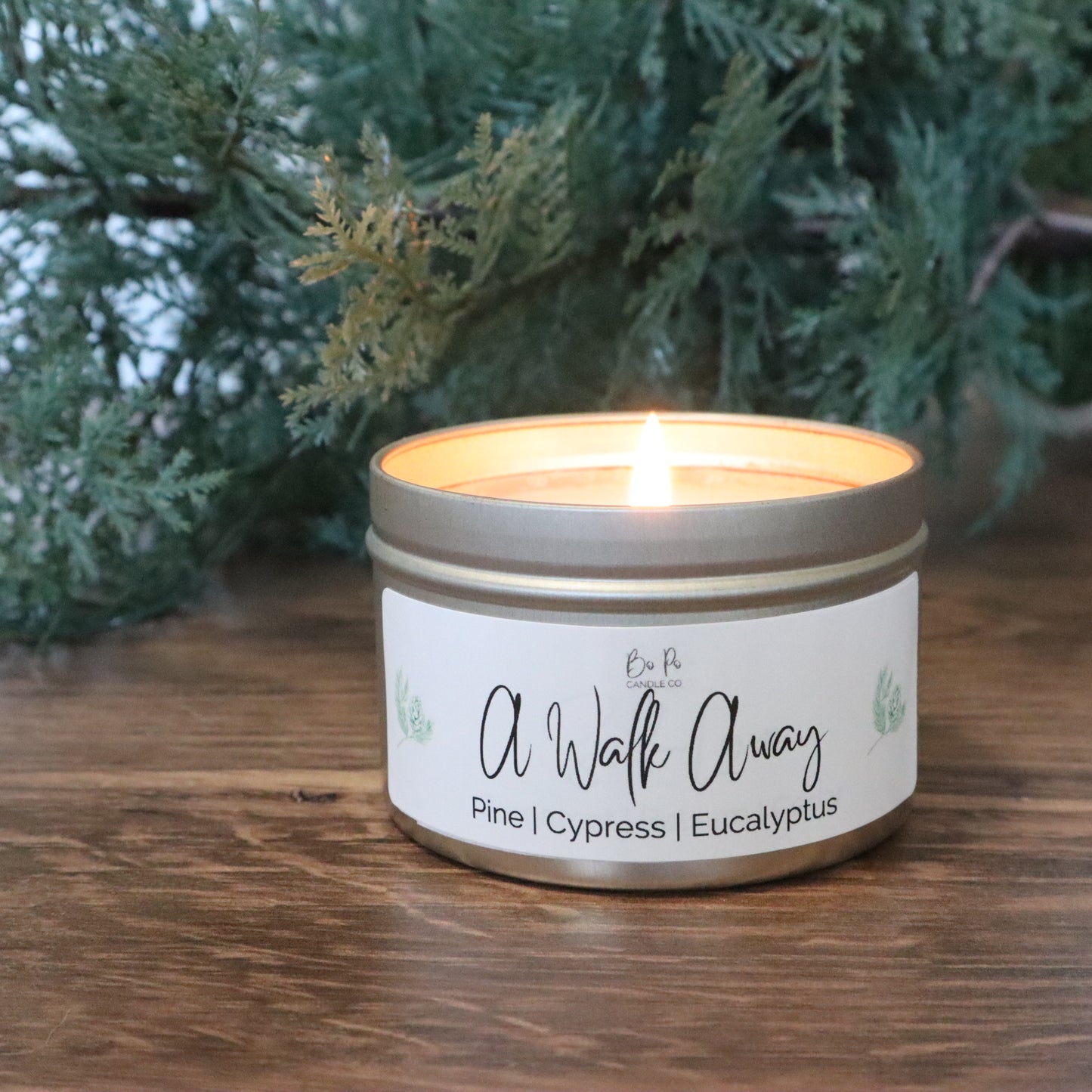 A Walk Away Tin Candle | Pine, Cypress, & Eucalyptus | 6oz