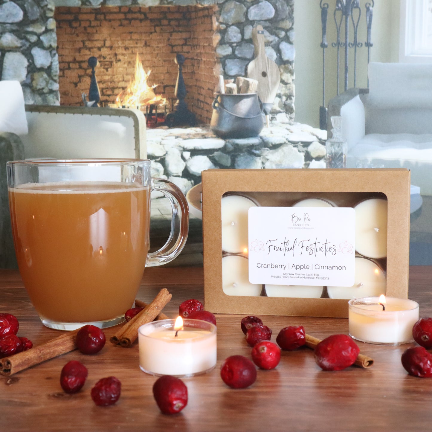 Fruitful Festivities Tealight Pack | Cranberry, Apple, & Cinnamon | 3oz