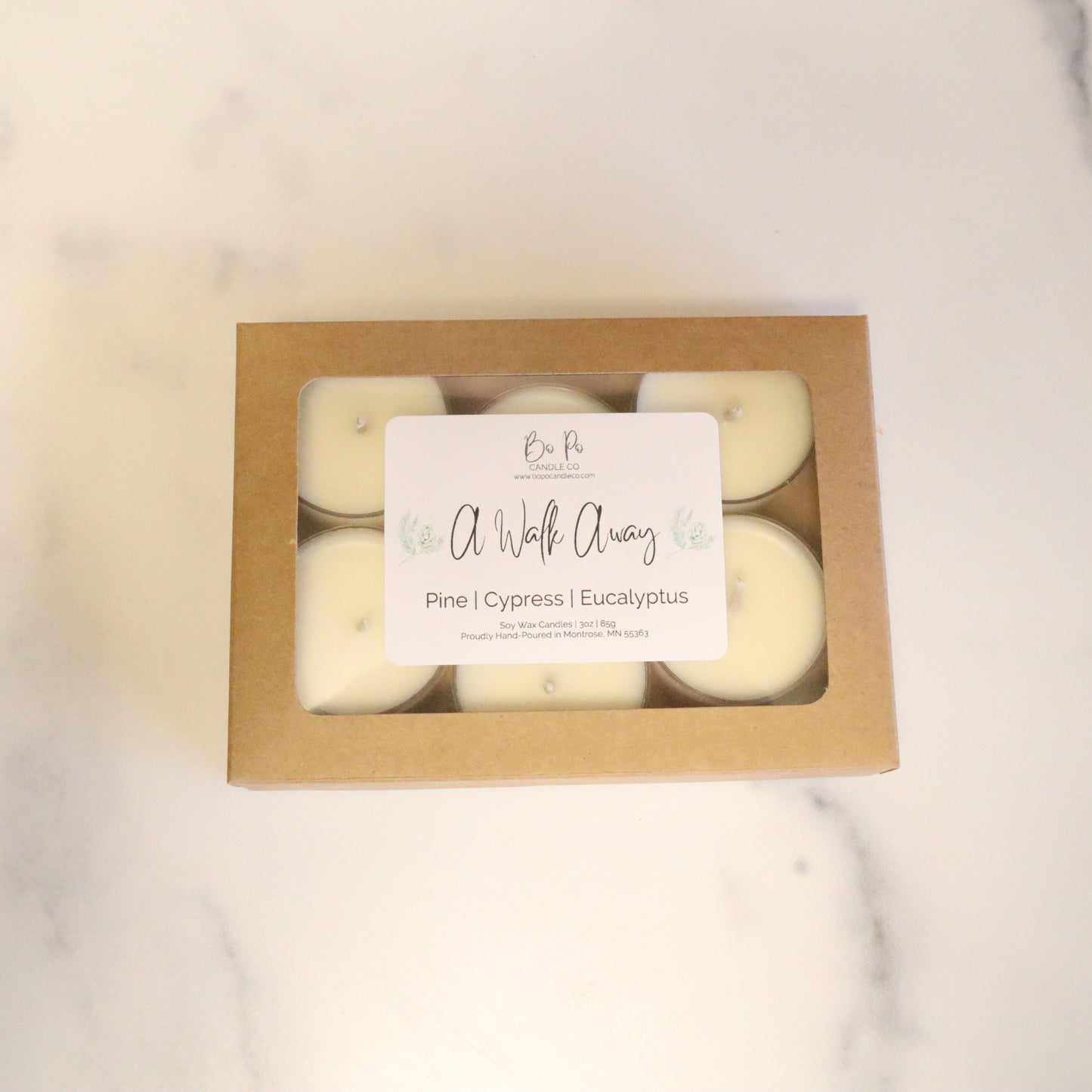 A Walk Away Tealight Pack | Pine, Cypress, & Eucalyptus | 3oz