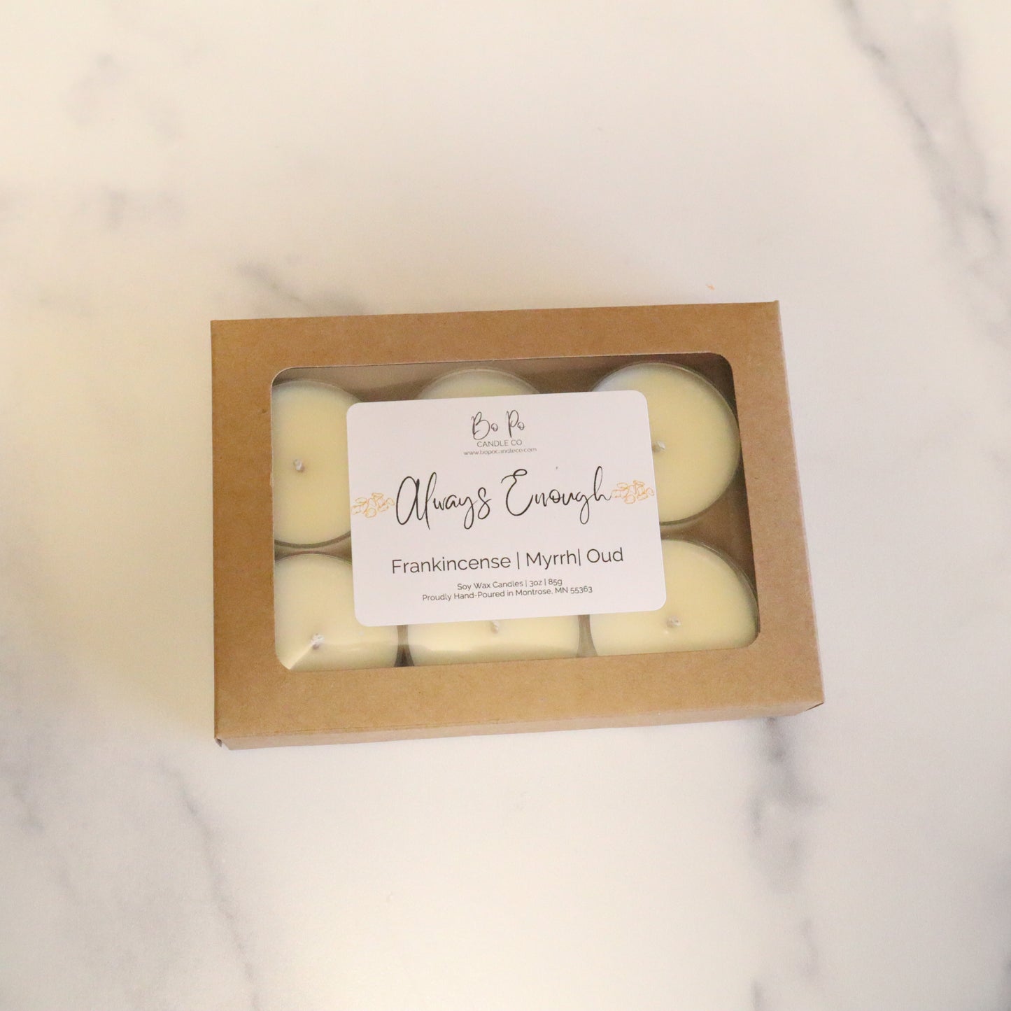 Always Enough Tealight Pack | Frankincense, Myrrh, & Oud | 3oz