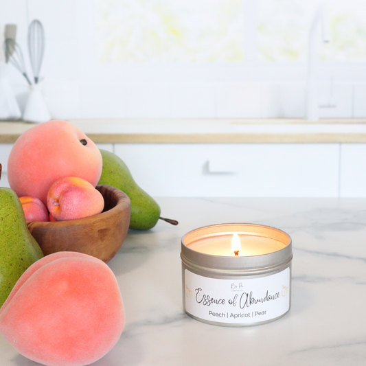 Essence of Abundance Tin Candle | Peach, Apricot, & Pear | 6oz