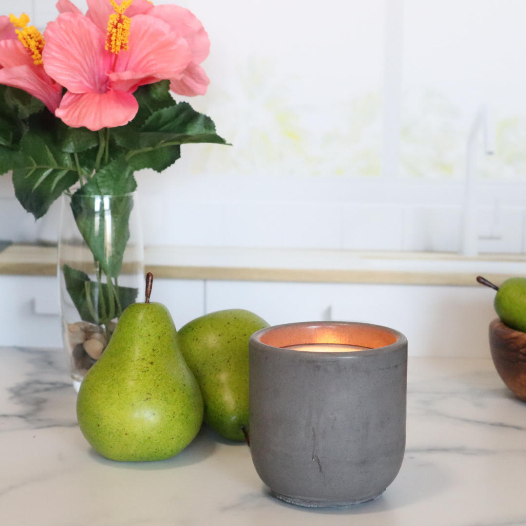 Progress Not Perfection Concrete Candle | Pear, Hibiscus, & Cyclamen | 8.5oz