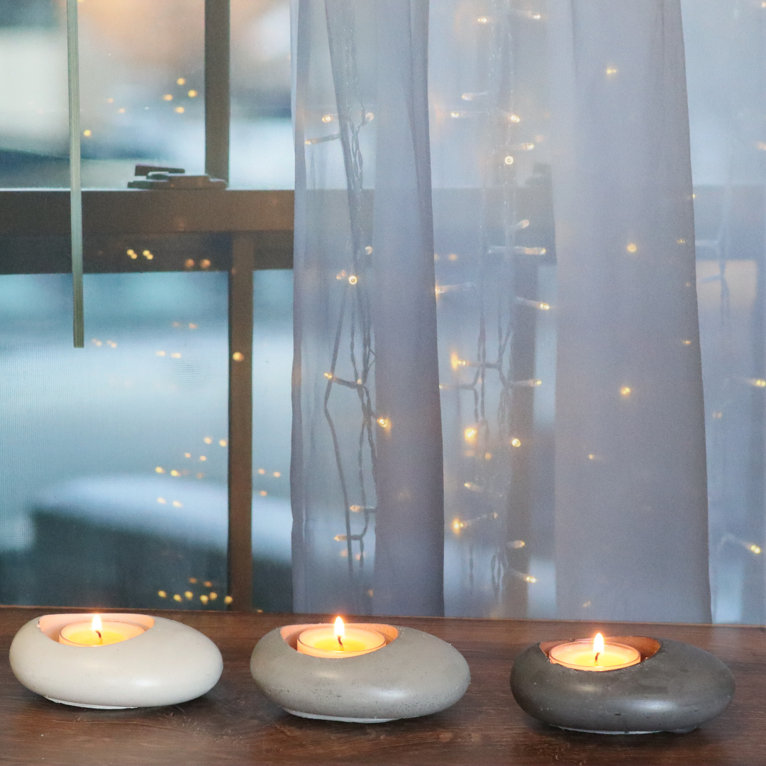 Stone-Shaped Concrete Tealight Holder