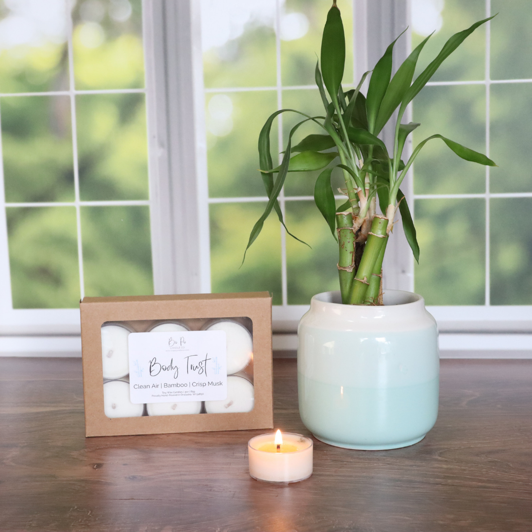 Body Trust Tealight Pack | Clean Air, Bamboo, & Crisp Musk | 3oz