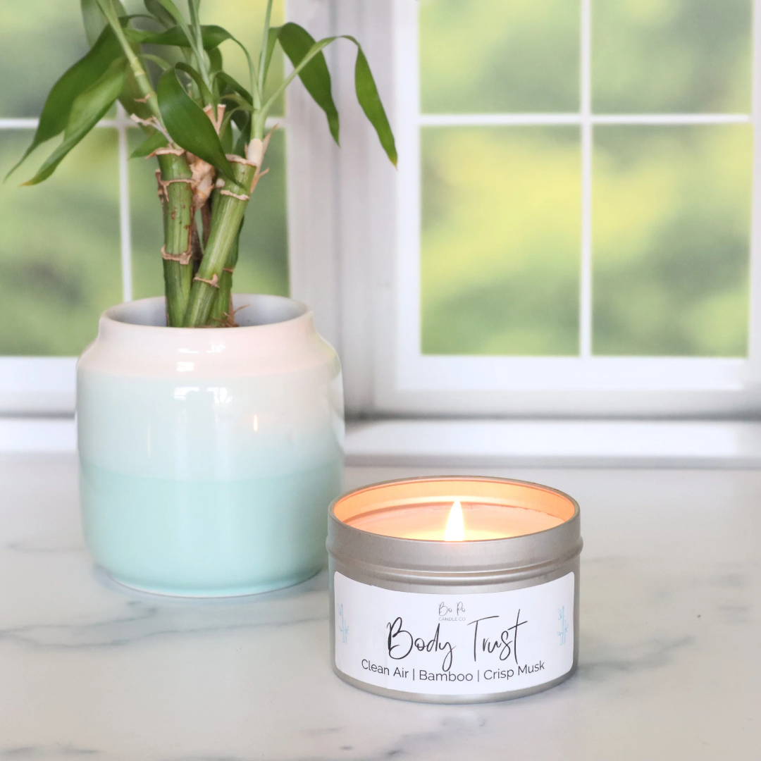 Body Trust Tin Candle | Clean Air, Bamboo, & Crisp Musk | 6oz