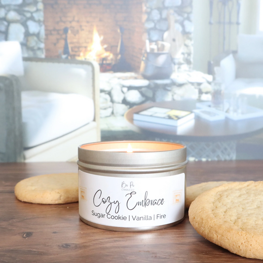 Cozy Embrace Tin Candle | Sugar Cookie, Vanilla, & Fire | 6oz