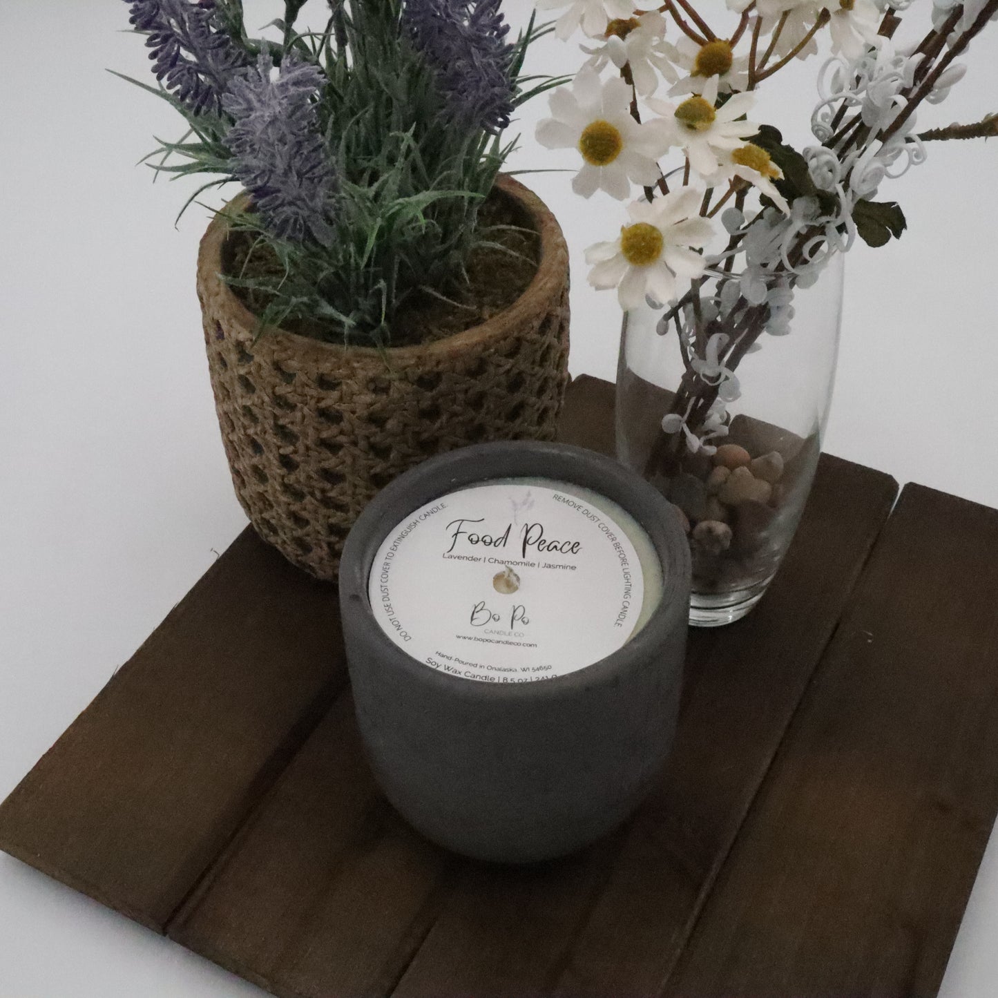 Food Peace Concrete Candle | Lavender, Chamomile, & Jasmine | 8.5oz