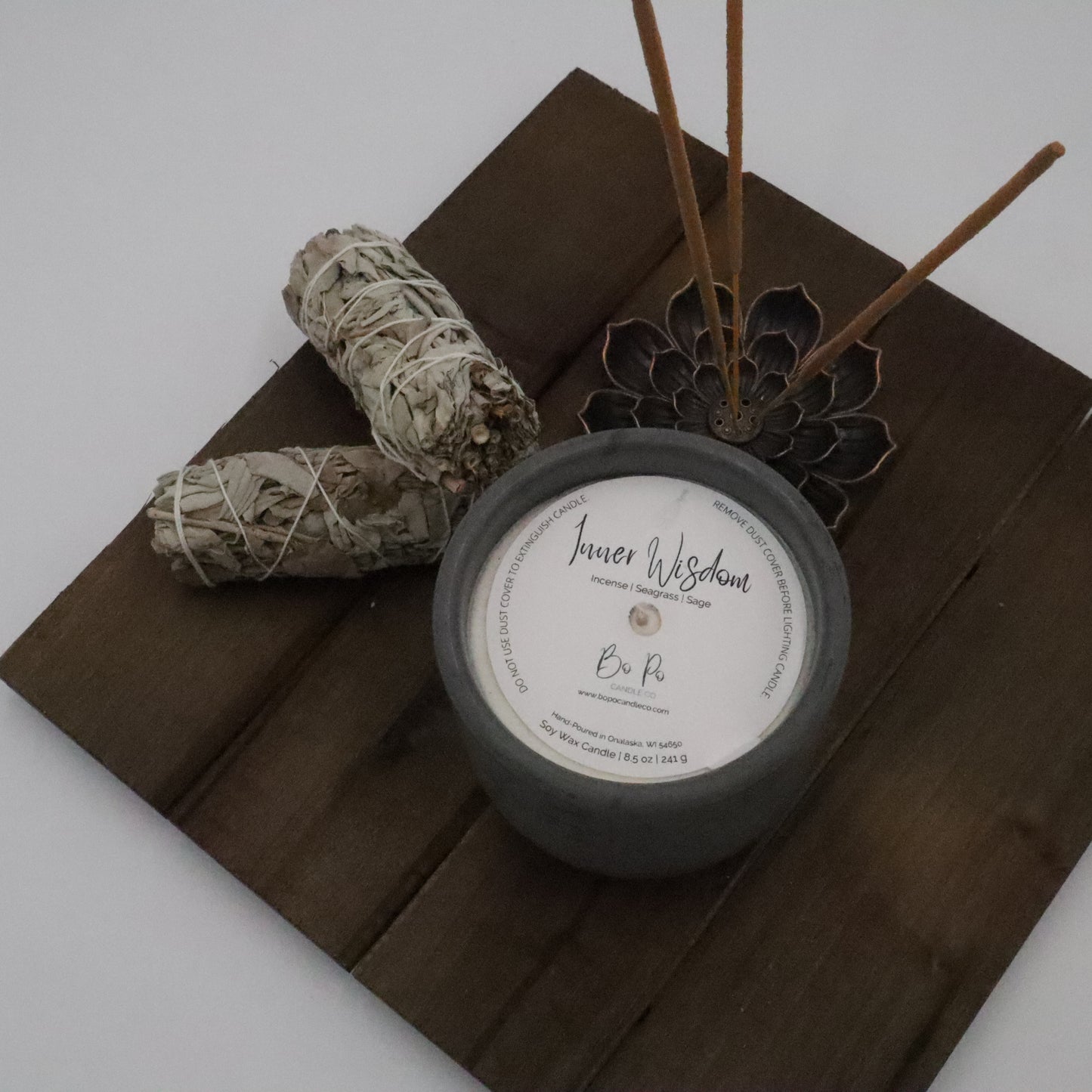 Inner Wisdom Concrete Candle | Incense, Seagrass, & Sage | 8.5oz