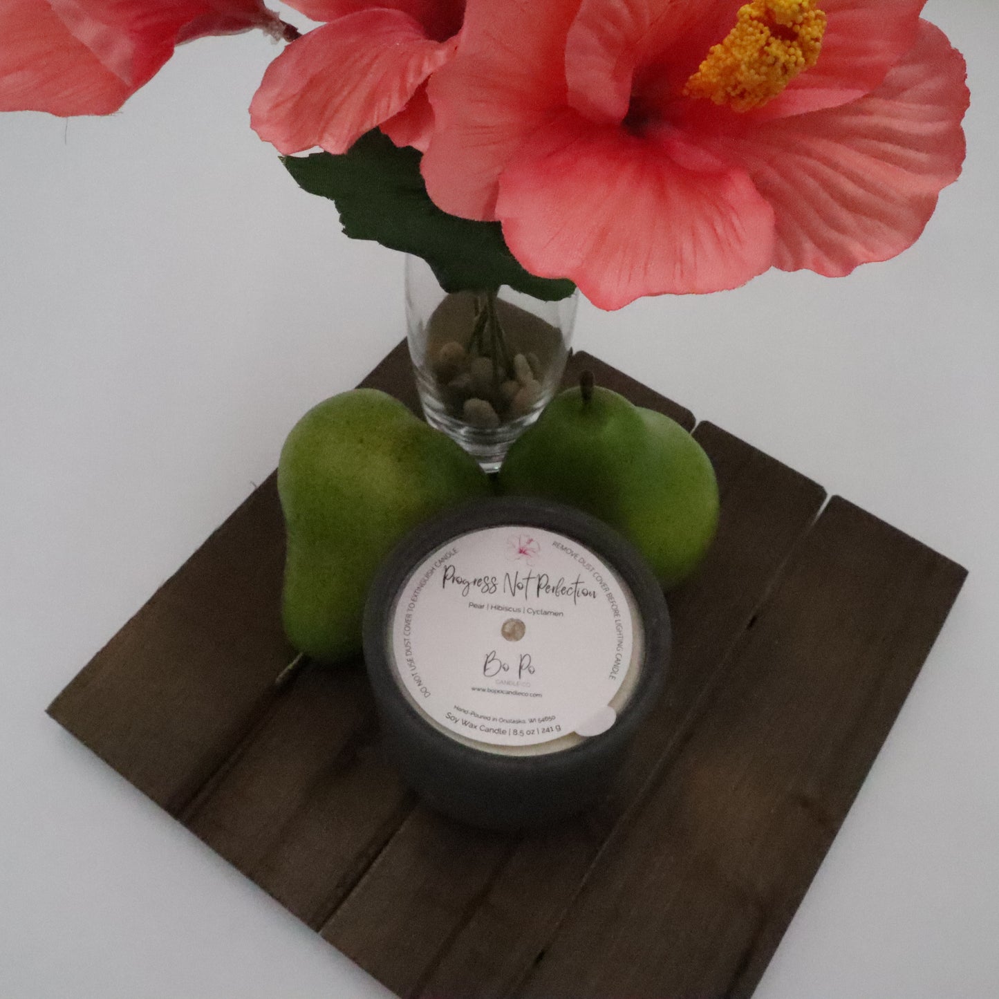 Progress Not Perfection Concrete Candle | Pear, Hibiscus, & Cyclamen | 8.5oz