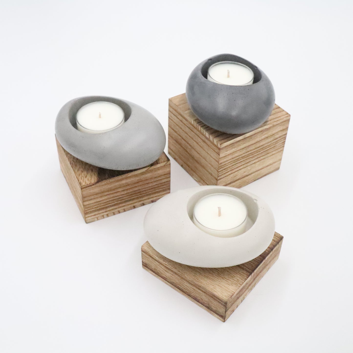 Stone-Shaped Concrete Tealight Holder