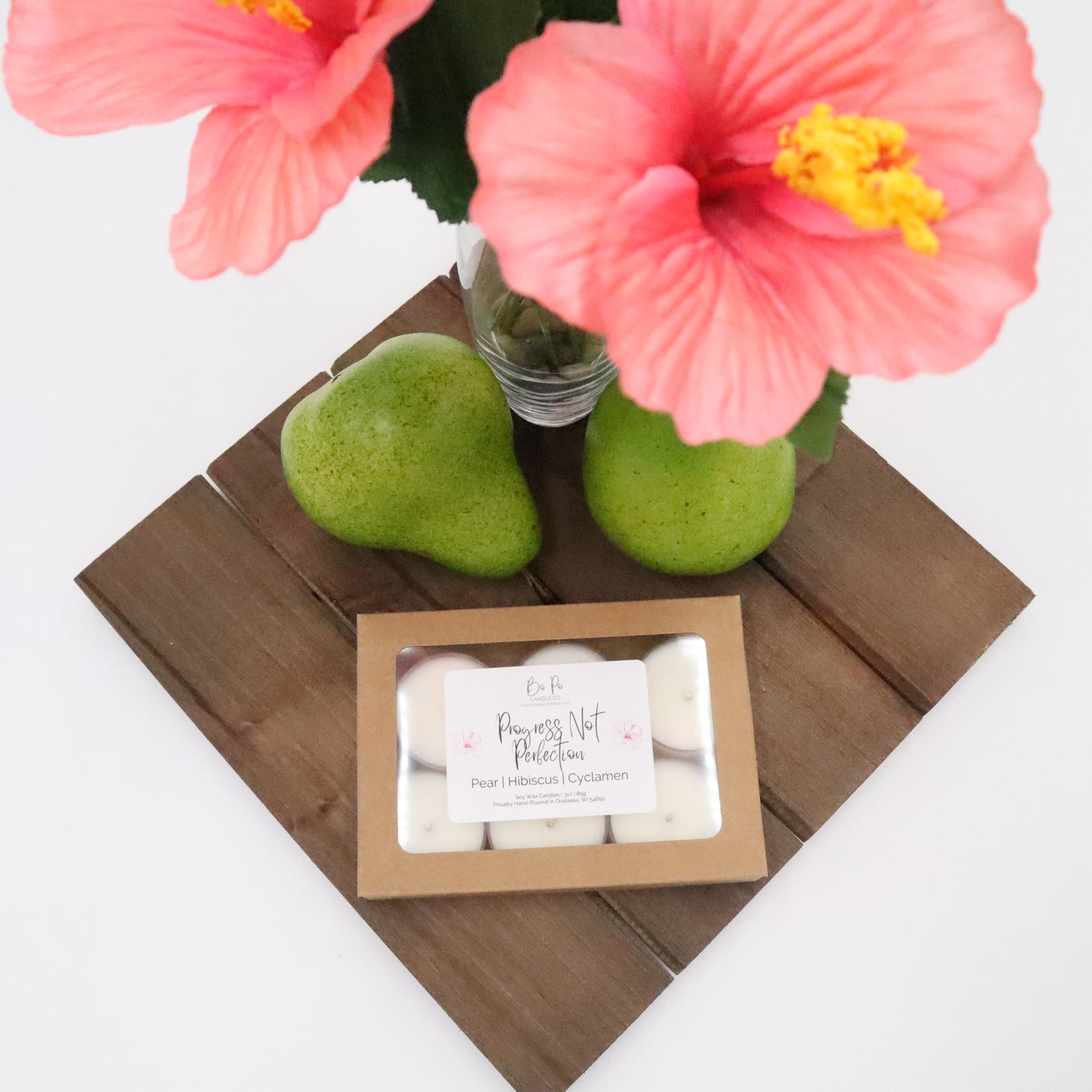 Progress Not Perfection Tealight Pack | Pear, Hibiscus, & Cyclamen | 3oz