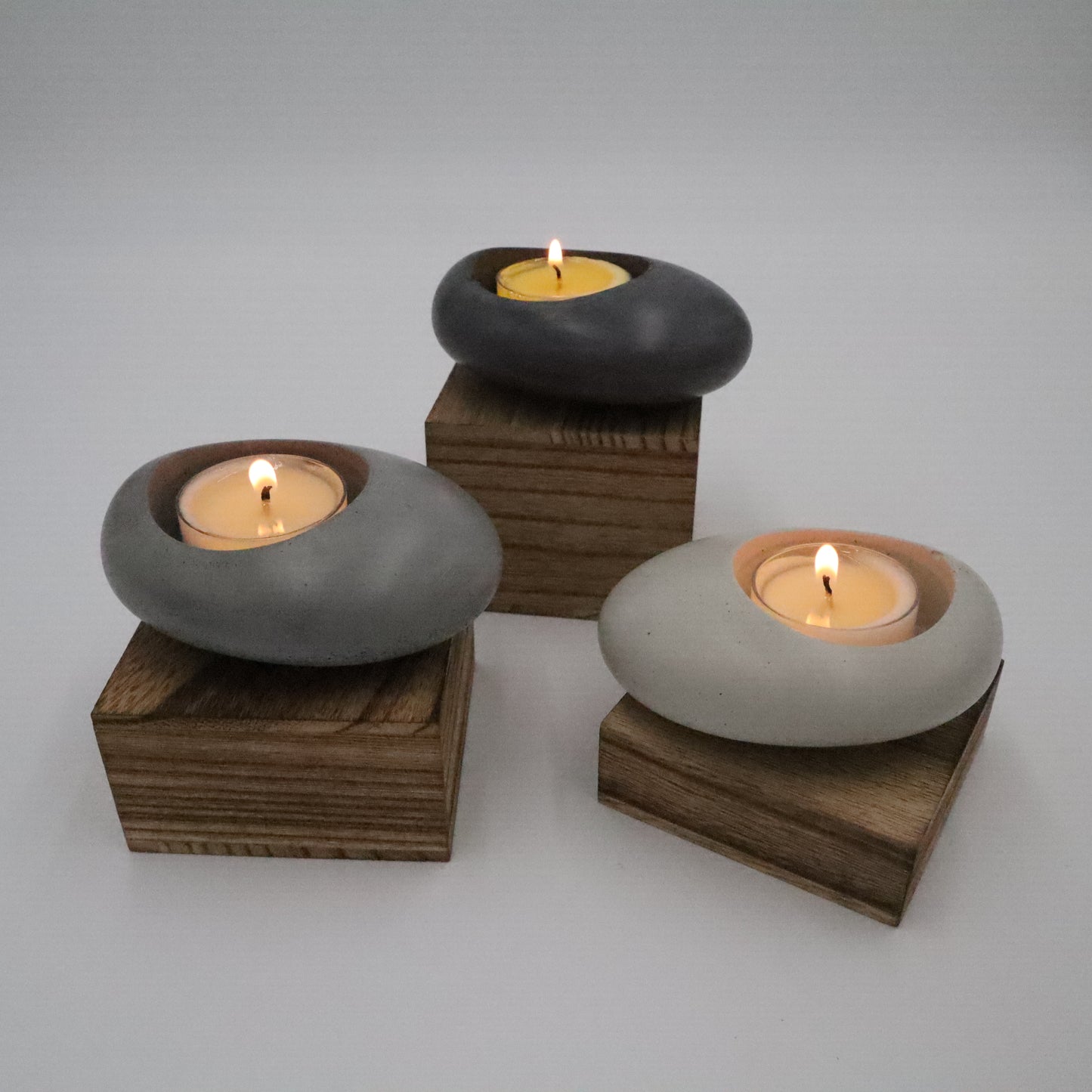 Stone-Shaped Concrete Tealight Holder