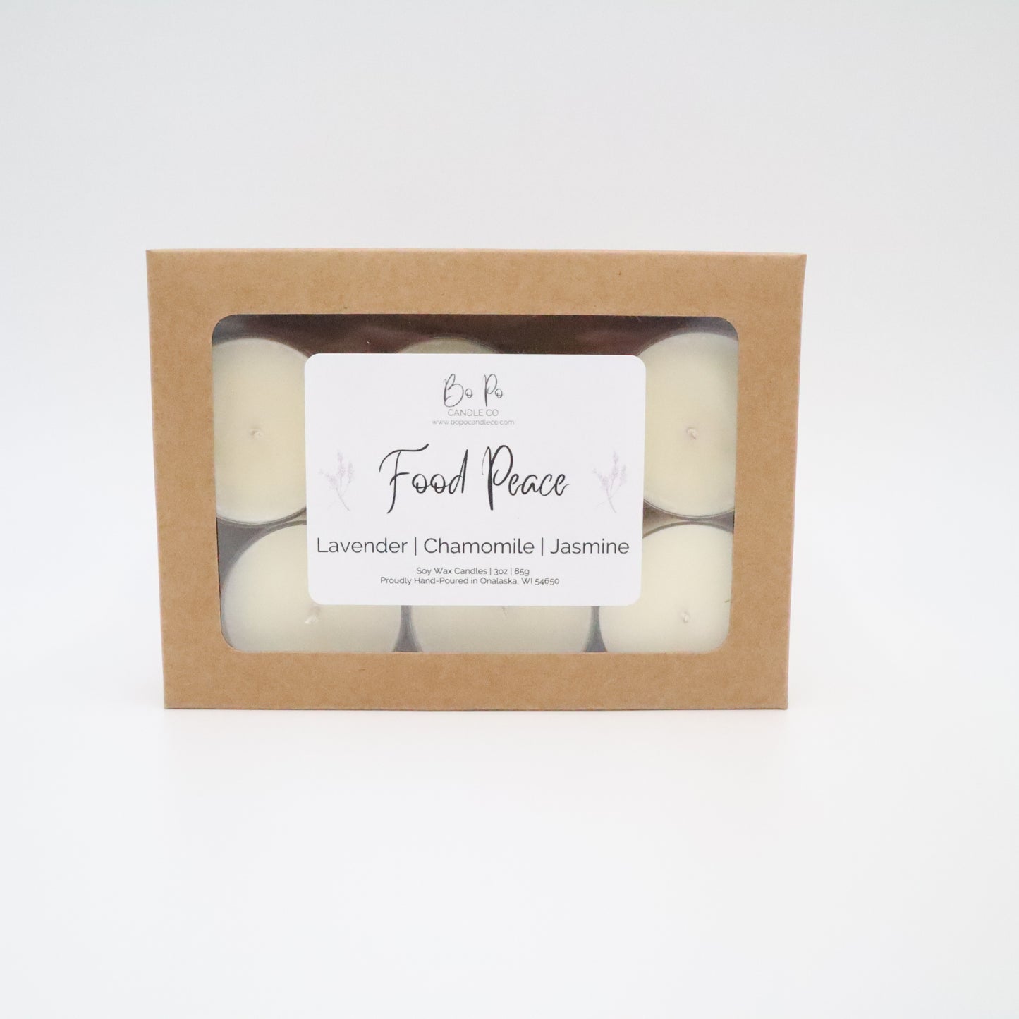 Food Peace Tealight Pack | Lavender, Chamomile, & Jasmine | 3oz