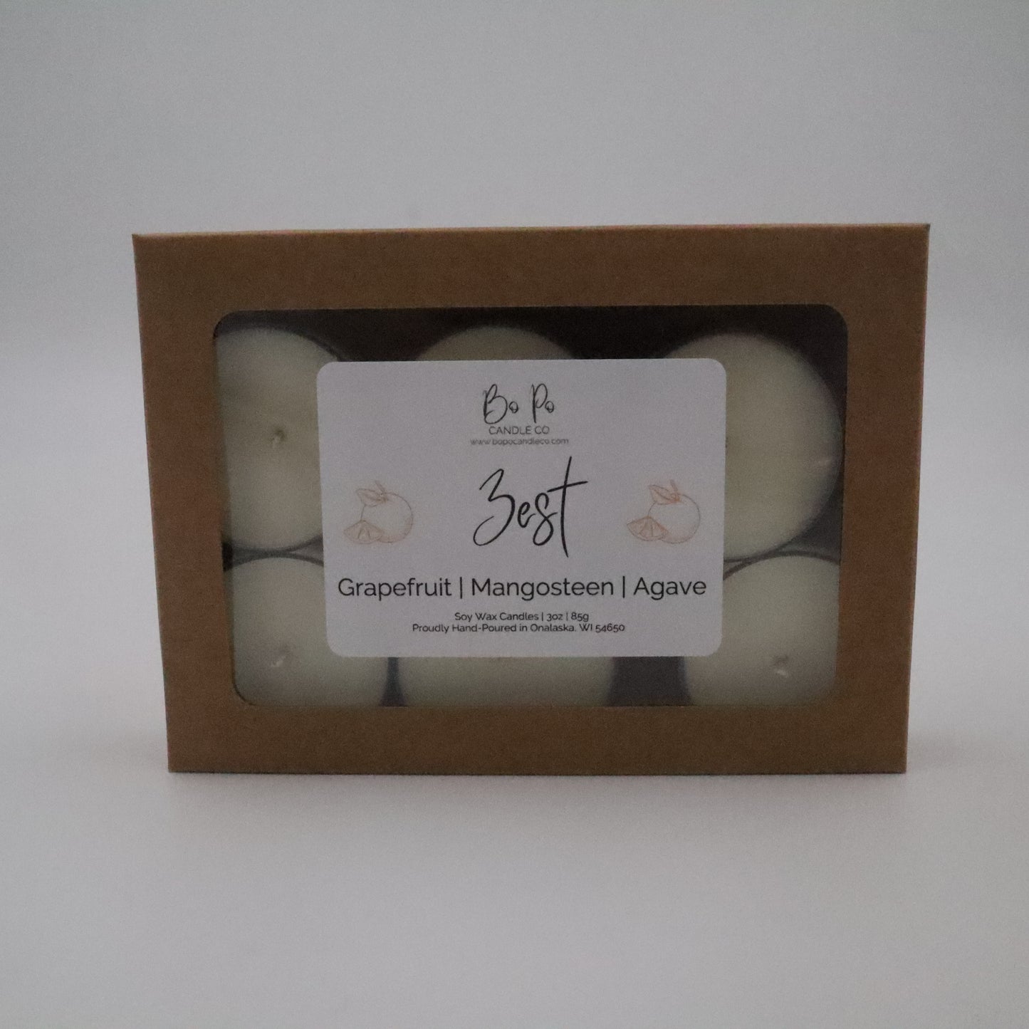 Zest Tealight Pack | Grapefruit, Mangosteen & Agave | 3oz