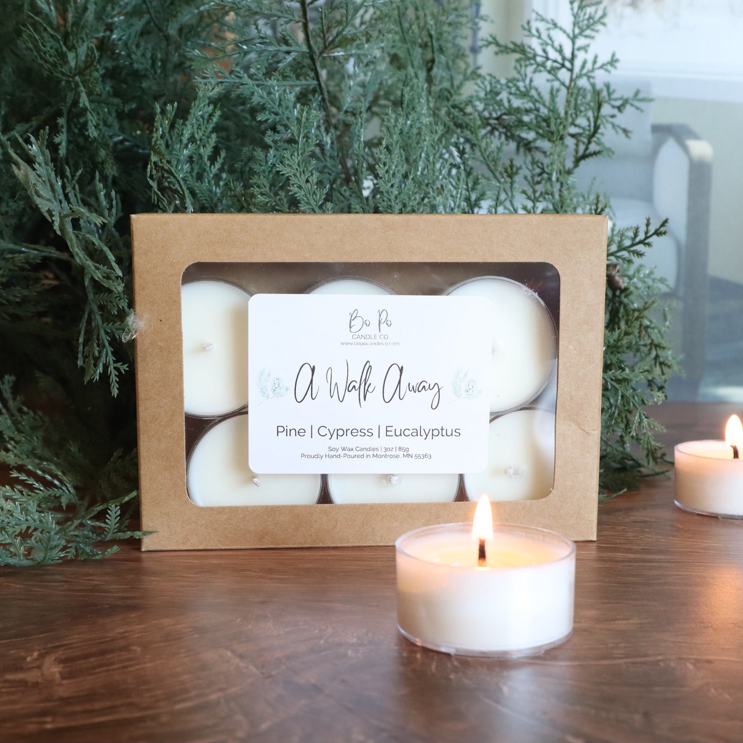 A Walk Away Tealight Pack | Pine, Cypress, & Eucalyptus | 3oz