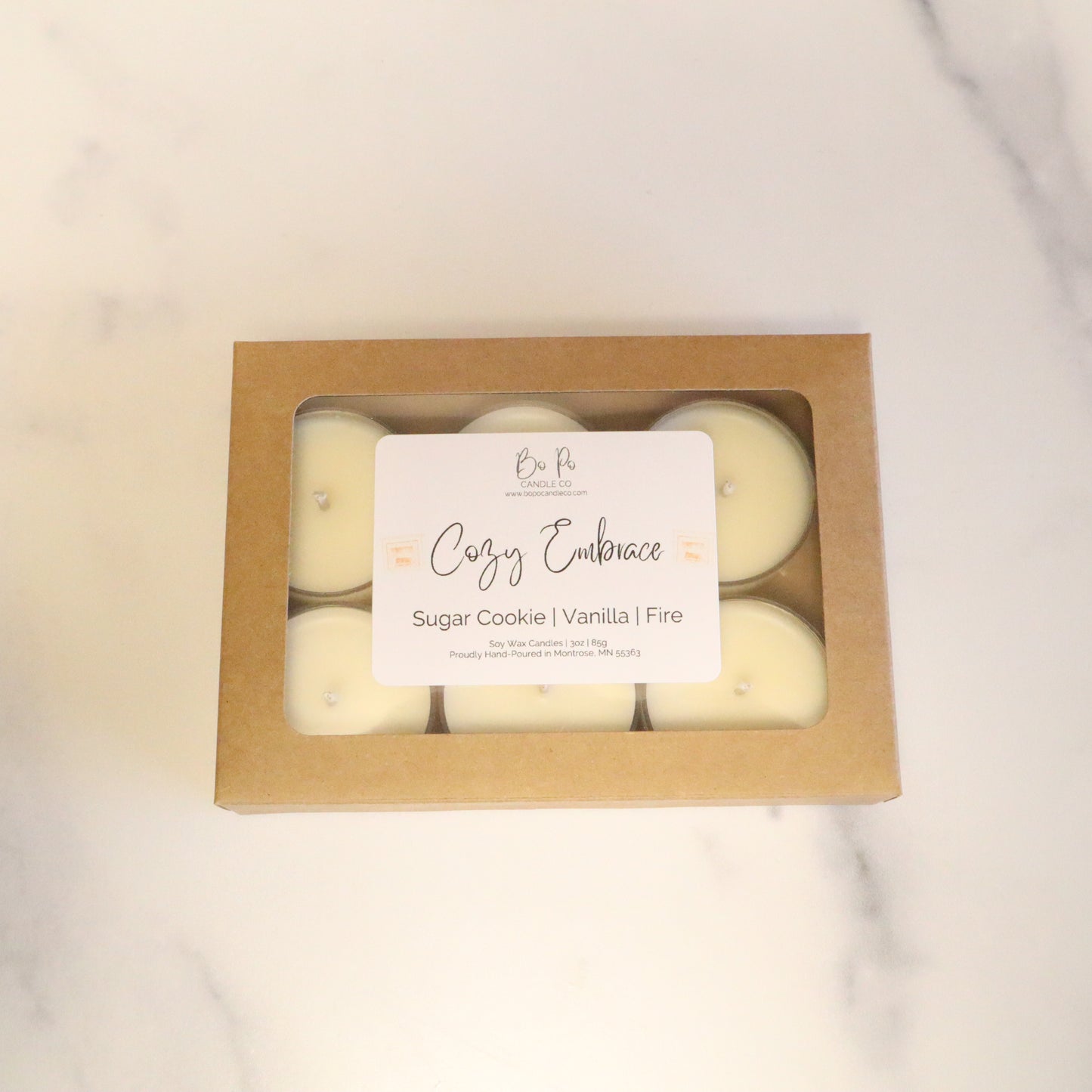 Cozy Embrace Tealight Pack | Sugar Cookie, Vanilla, & Fire | 3oz