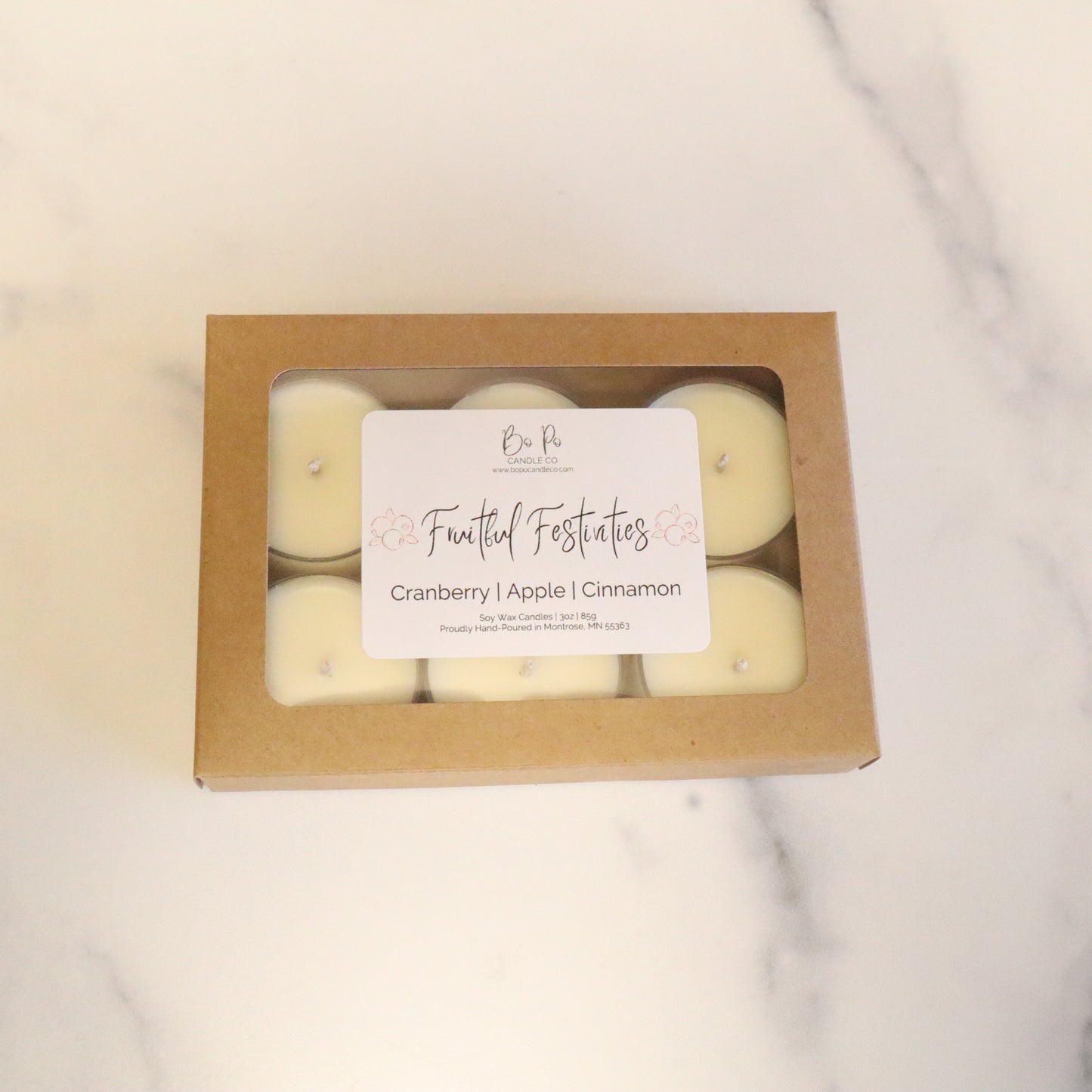 Fruitful Festivities Tealight Pack | Cranberry, Apple, & Cinnamon | 3oz