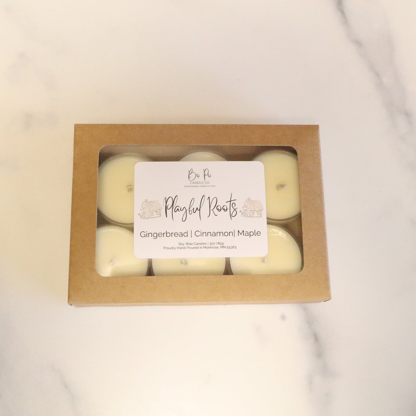 Playful Roots Tealight Pack | Gingerbread, Cinnamon, & Maple | 3oz