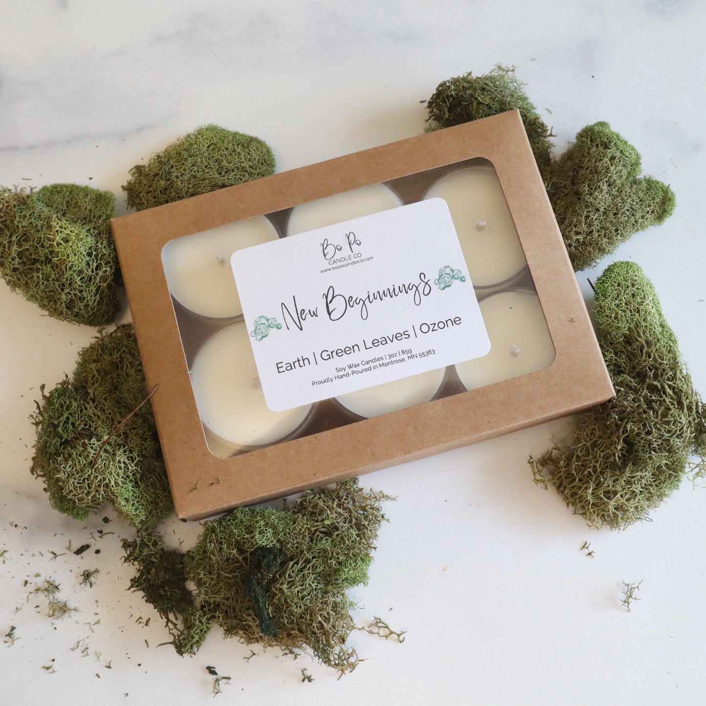 New Beginnings Tealight Pack | Earth, Green Leaves, & Ozone | 3oz