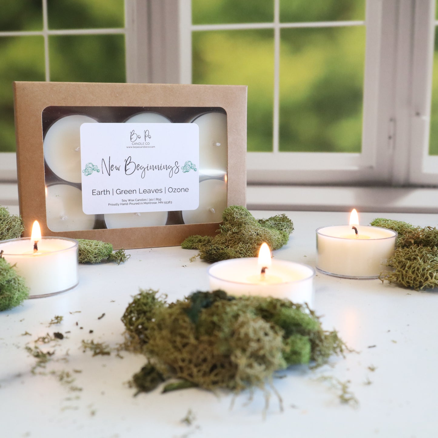 New Beginnings Tealight Pack | Earth, Green Leaves, & Ozone | 3oz