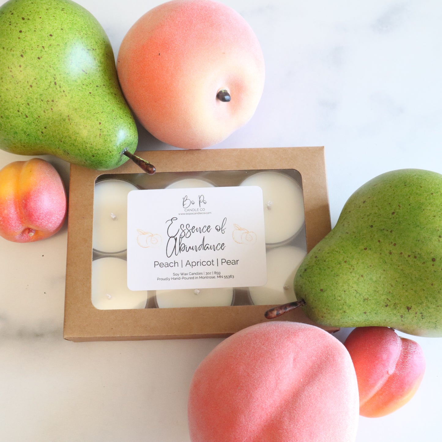 Essence of Abundance Tealight Pack | Peach, Apricot, & Pear | 3oz