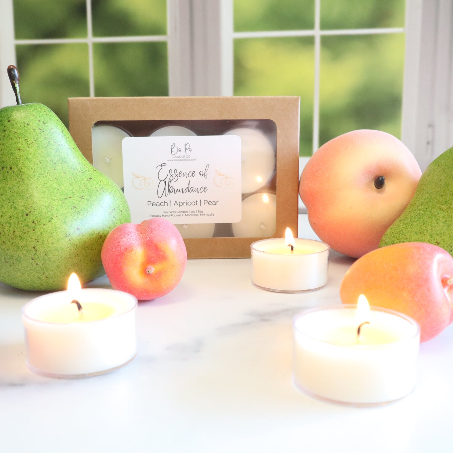 Essence of Abundance Tealight Pack | Peach, Apricot, & Pear | 3oz