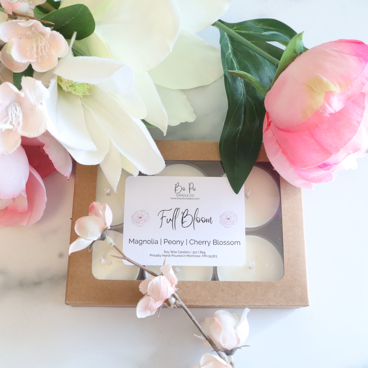 Full Bloom Tealight Pack | Magnolia, Peony, & Cherry Blossom | 3oz