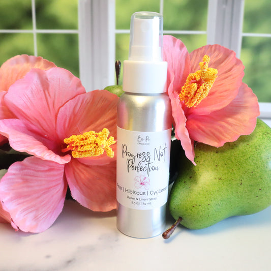 Progress Not Perfection Room/Linen Spray | Pear, Hibiscus, & Cyclamen | 2.5oz