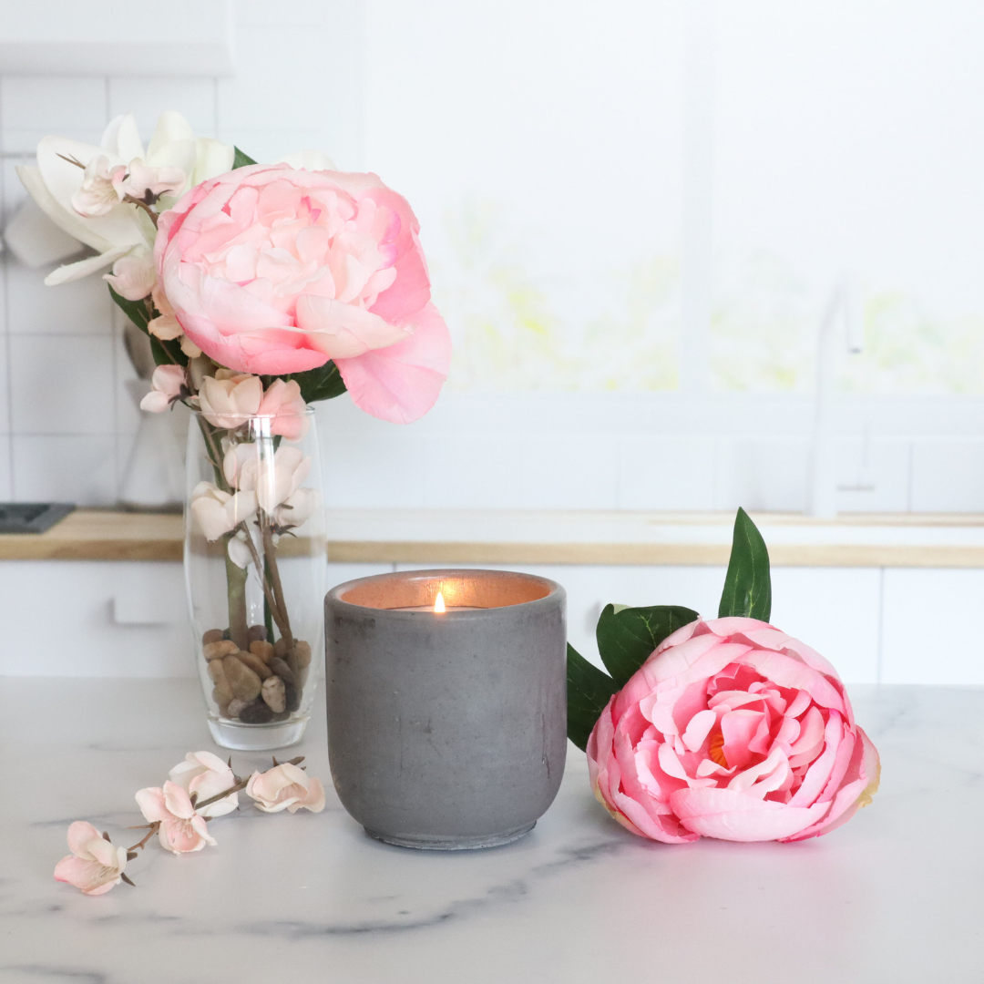 Full Bloom Concrete Candle | Magnolia, Peony, & Cherry Blossom | 8.5oz