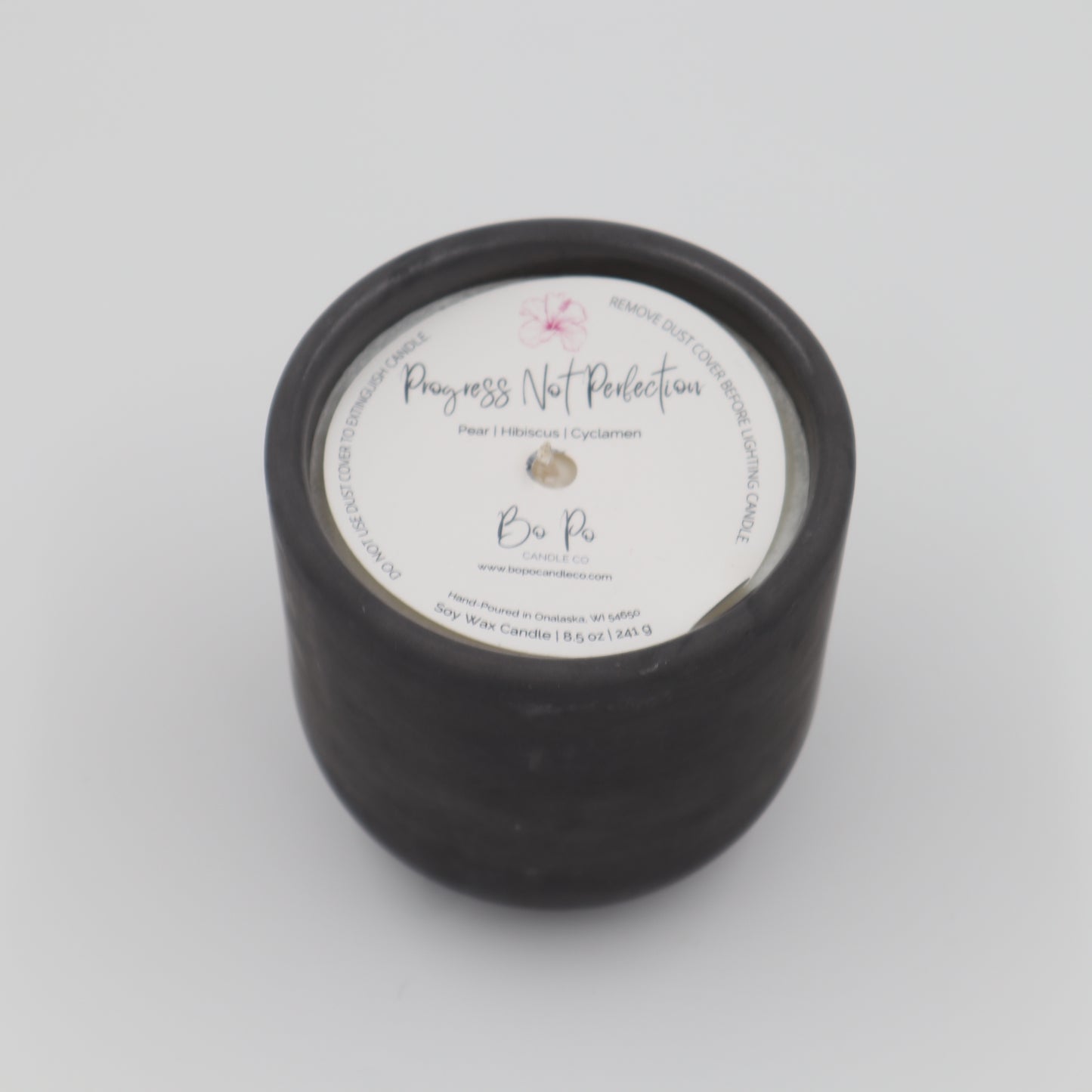 Progress Not Perfection Concrete Candle | Pear, Hibiscus, & Cyclamen | 8.5oz