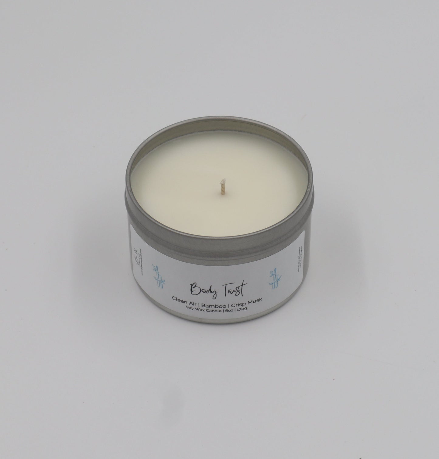 Body Trust Tin Candle | Clean Air, Bamboo, & Crisp Musk | 6oz