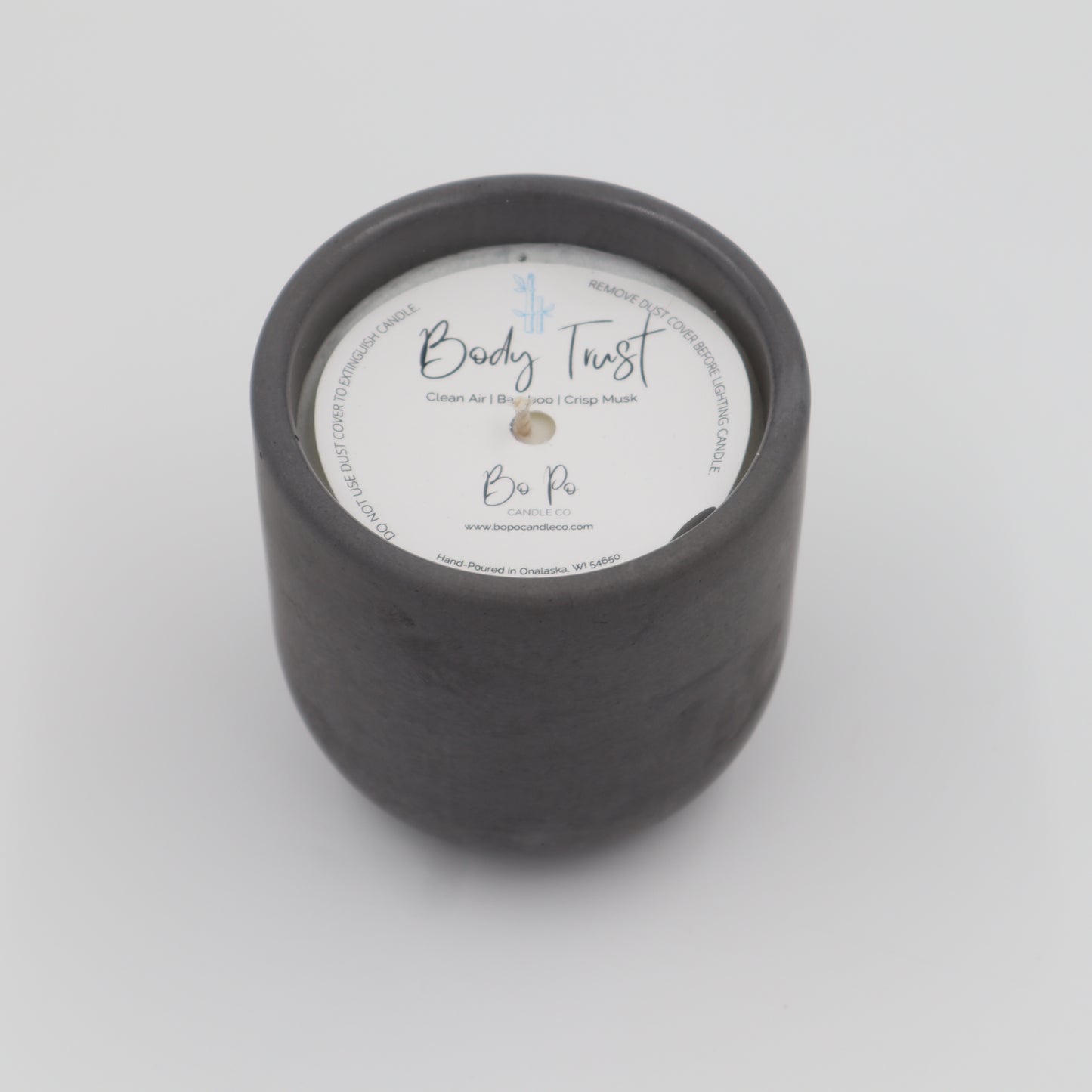 Body Trust Concrete Candle | Clean Air, Bamboo, & Crisp Musk | 8.5oz