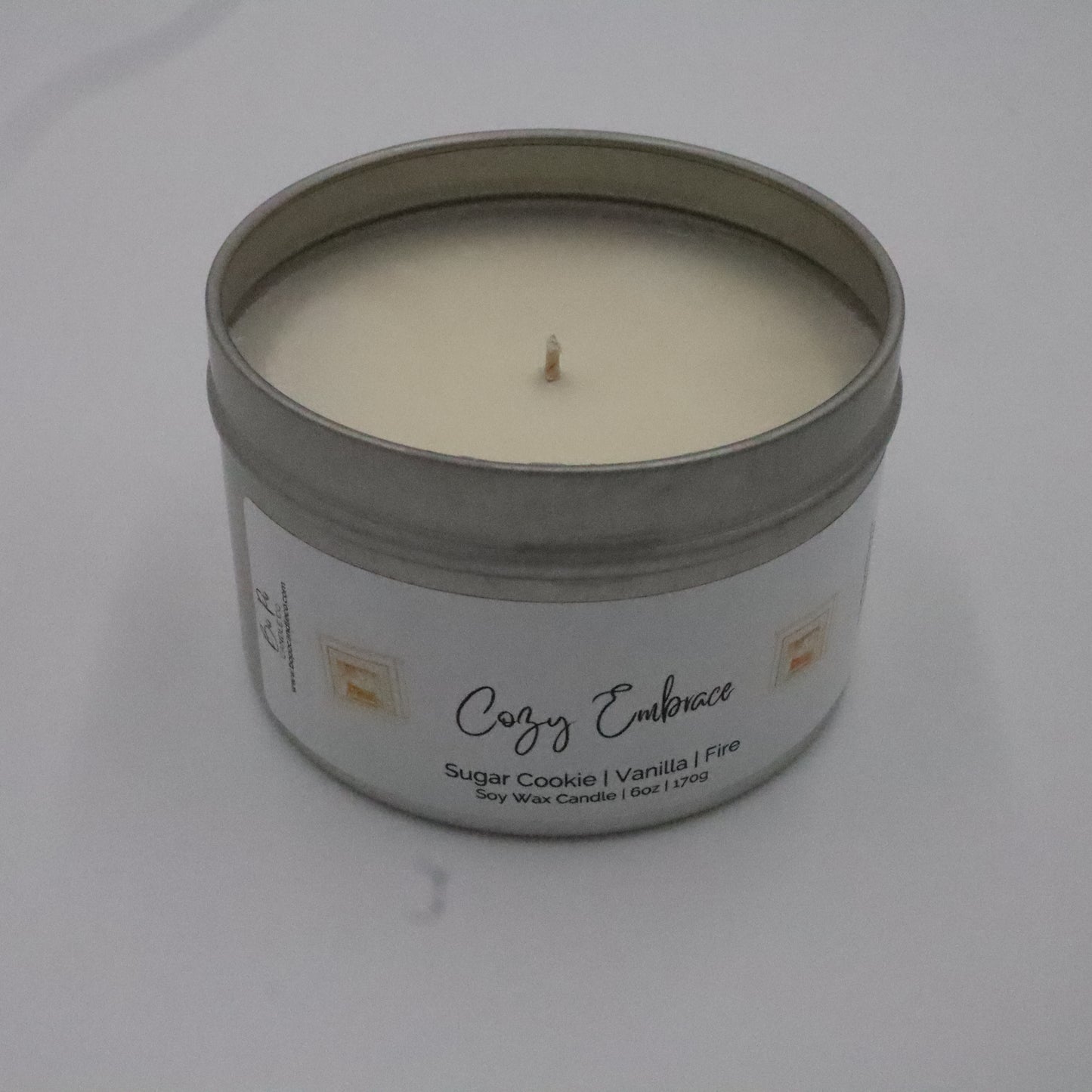 Cozy Embrace Tin Candle | Sugar Cookie, Vanilla, & Fire | 6oz